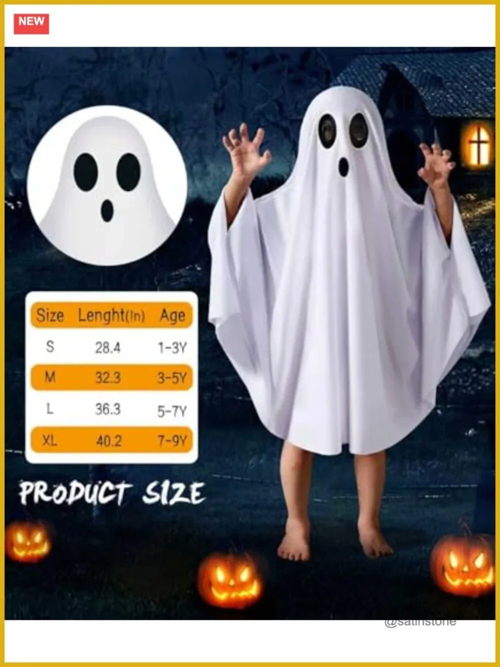 Kids Ghost Costume Cloak Halloween Cosplay Glow in Dark Toddler Boy Girl